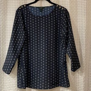 J.Crew Navy Anchor Blouse Top